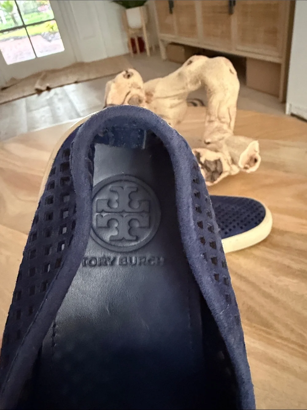 Tory Burch Jesse Navy Perforated Slip-On Sneakers
